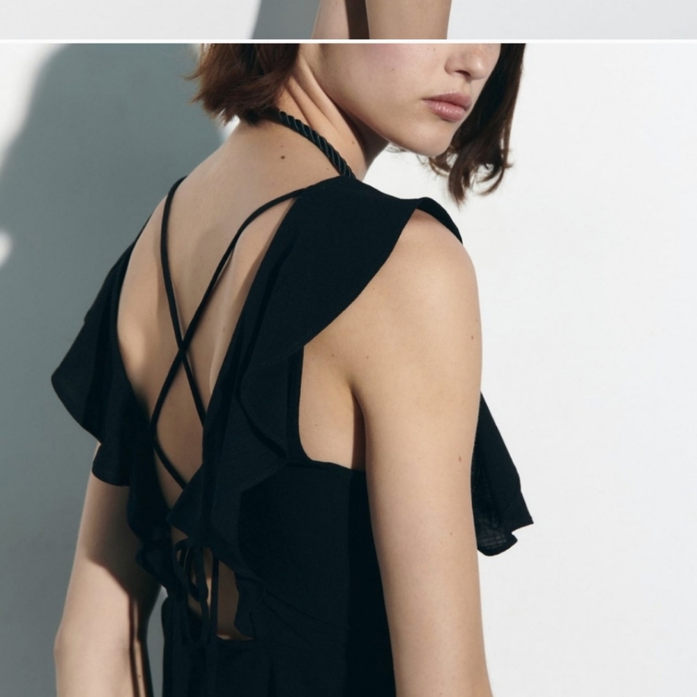 Elegant Black Ruffle Dress ZARA